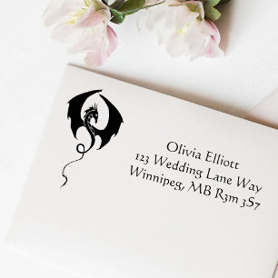 Black Dragon Address Wedding Rubber Stamp