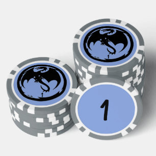 Black Dragon blue grey 1 striped poker chip