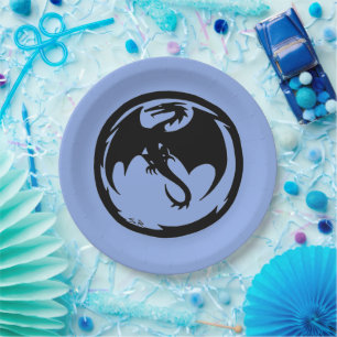 Black Dragon blue large paper plates