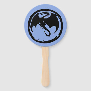 Black Dragon blue round hand fans