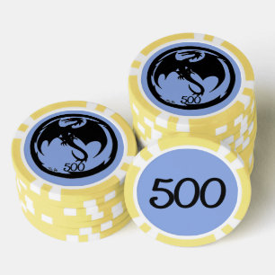 Black Dragon blue yellow 500 striped poker chip
