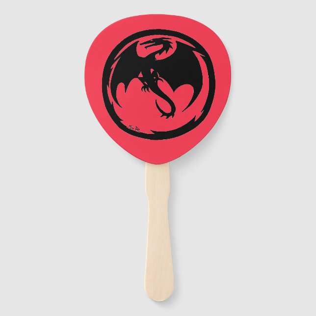 Black Dragon coral paddle hand fans (Front)