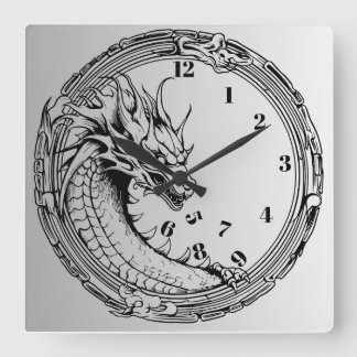 Black Dragon Eating the Time Wall Clock