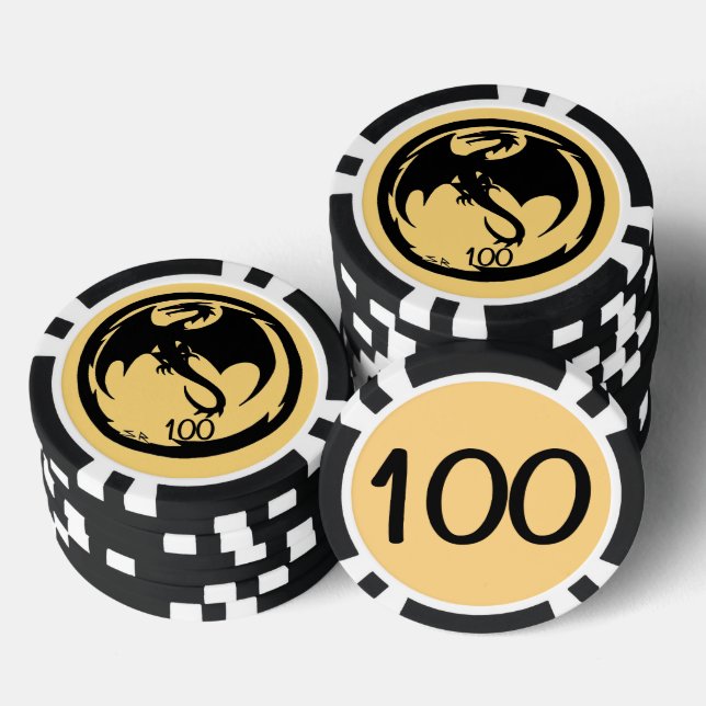 Black Dragon gold black 100 striped poker chip (Stack)