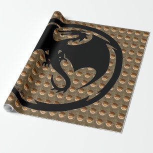Black Dragon Gold Indent matte wrapping paper lg
