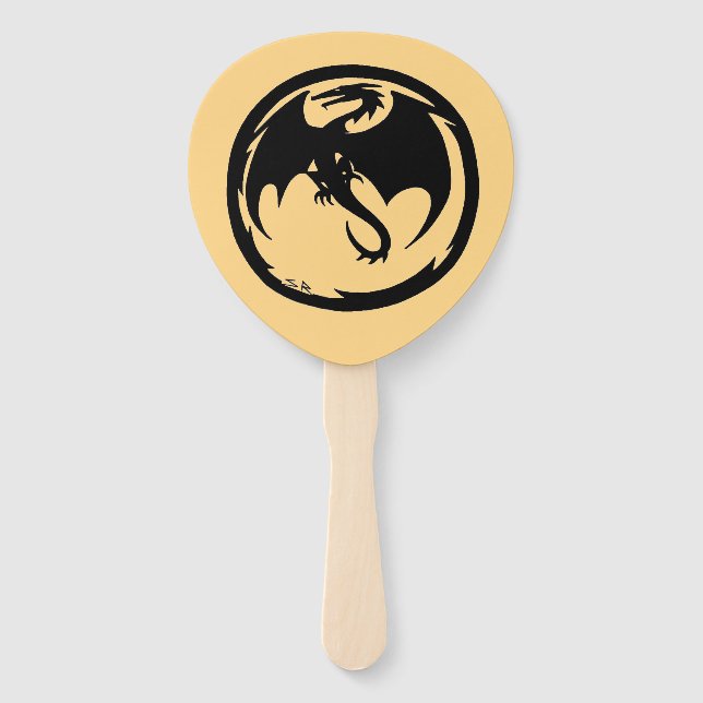 Black Dragon gold paddle hand fans (Front)