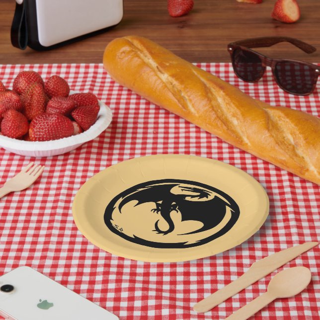 Black Dragon gold paper plates (Picnic)