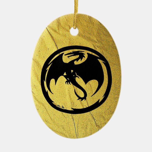 Black Dragon Gold Vein ceramic ornament (Front)