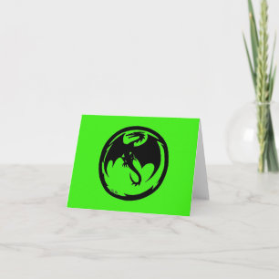 Black Dragon Green greeting card (horizontal)