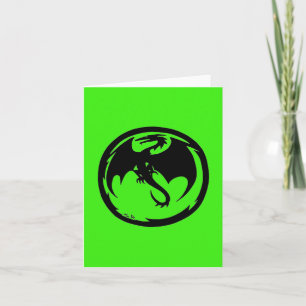 Black Dragon Green greeting card (vertical)