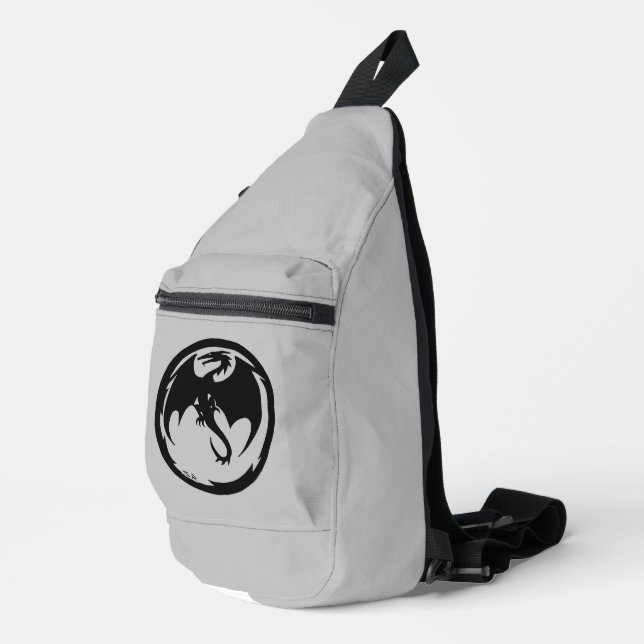 Black Dragon grey sling bag backpack (Right Corner)