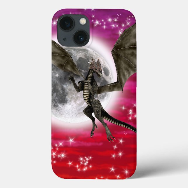 Black Dragon - Mythical Fantasy Creature Red Sky Case-Mate iPhone Case (Back)