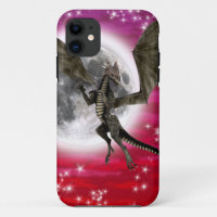 Black Dragon - Mythical Fantasy Creature Red Sky