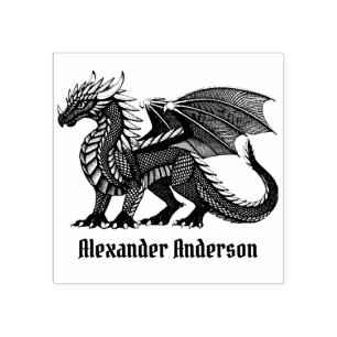 Black Dragon Name Plate Personalise Rubber Stamp