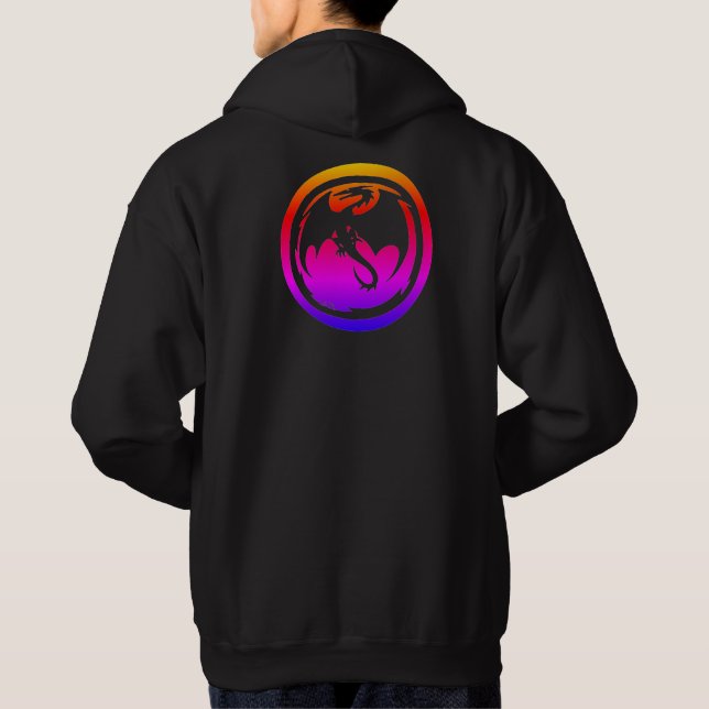 Black Dragon neon black hooded sweatshirt back (Back)