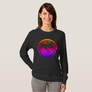 Black Dragon neon women black long sleeve shirt