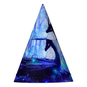 Black dragon, night forest scene. party hat