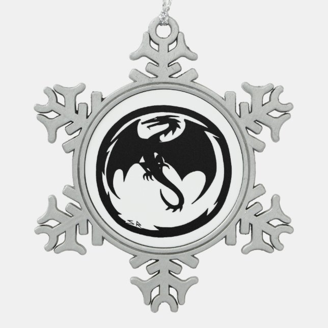Black Dragon pewter snowflake ornament (Front)