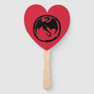 Black Dragon red heart hand fans