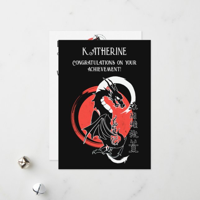 Black dragon, red moon custom Greeting Card (Front/Back In Situ)