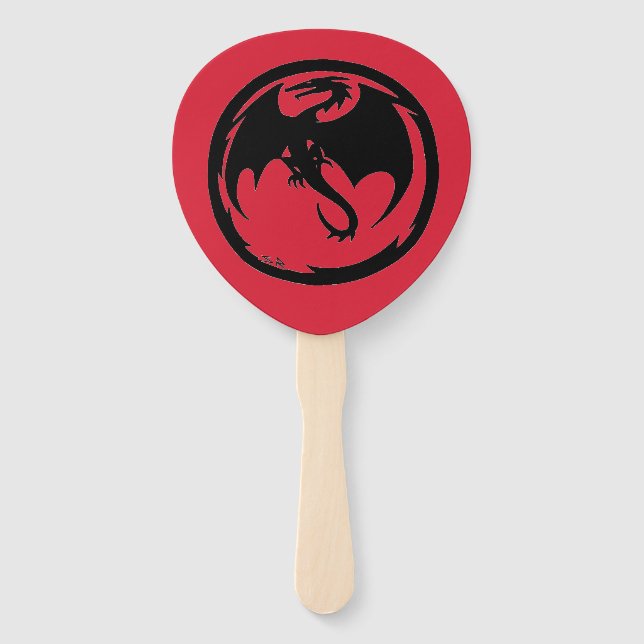 Black Dragon red paddle hand fans (Front)