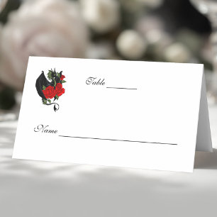 Black Dragon Red Rose Fantasy Gothic  Wedding Place Card