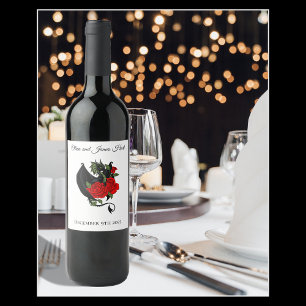 Black Dragon Red Rose Fantasy Gothic Wedding Wine Label