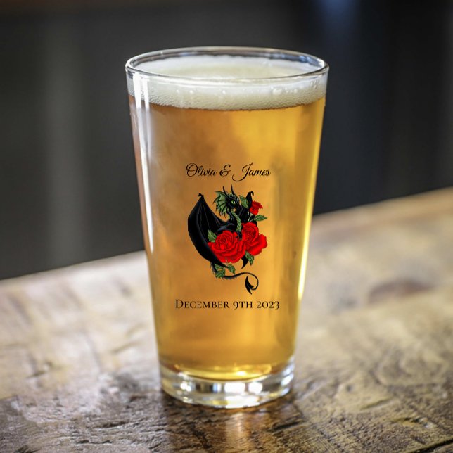 Black Dragon Red Roses Fantasy Glass (Creator Uploaded)