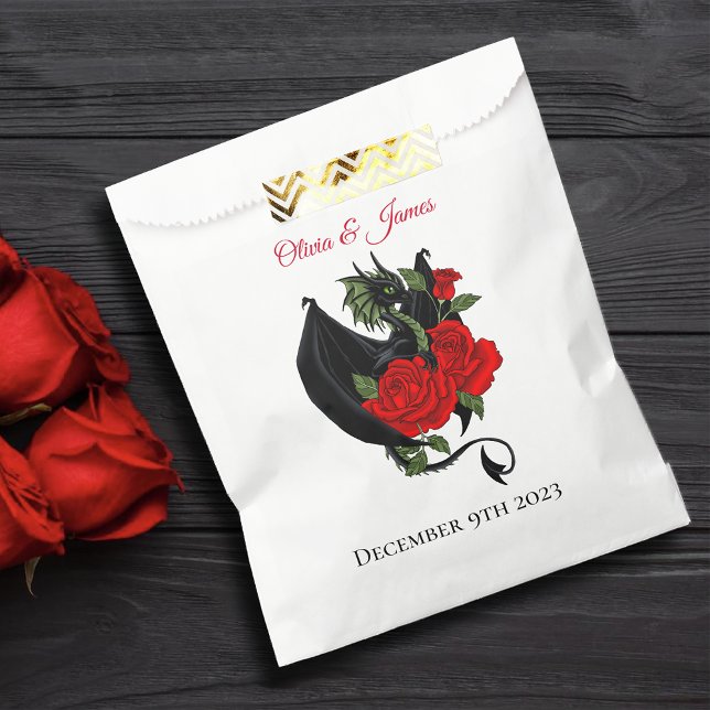 Black Dragon Red Roses Fantasy Wedding Favour Bags (Creator Uploaded)