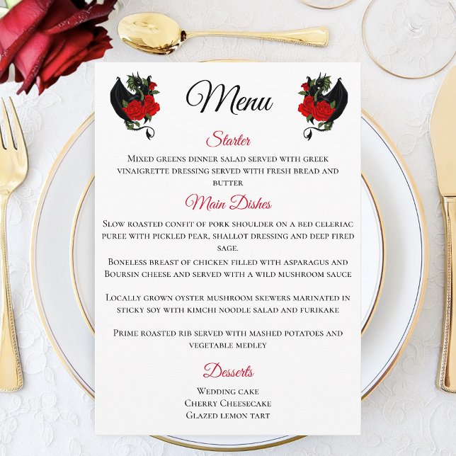 Black Dragon Red Roses Fantasy Wedding Menu (Creator Uploaded)
