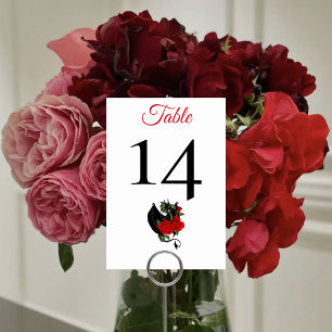 Black Dragon Red Roses Fantasy Wedding Table Number