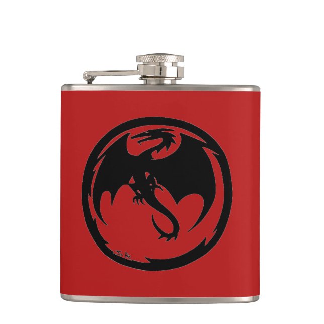 Black Dragon Red wrapped flask (Front)