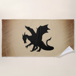 Black Dragon Rustic Background Beach Towel