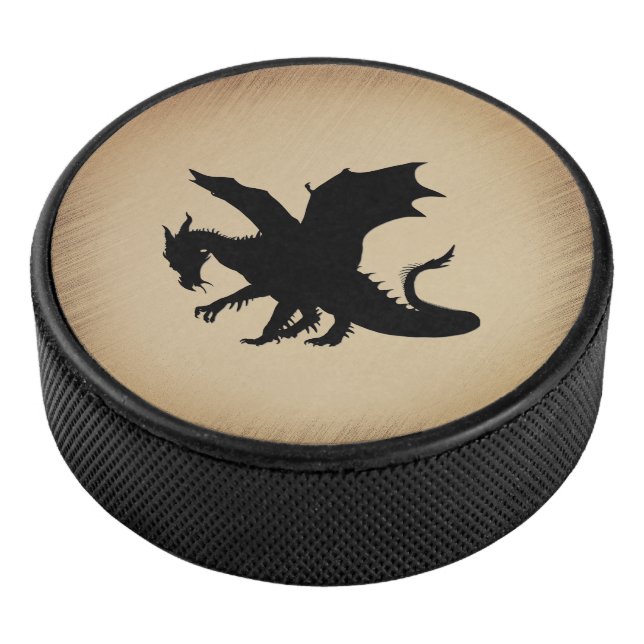 Black Dragon Rustic Background Hockey Puck (3/4)