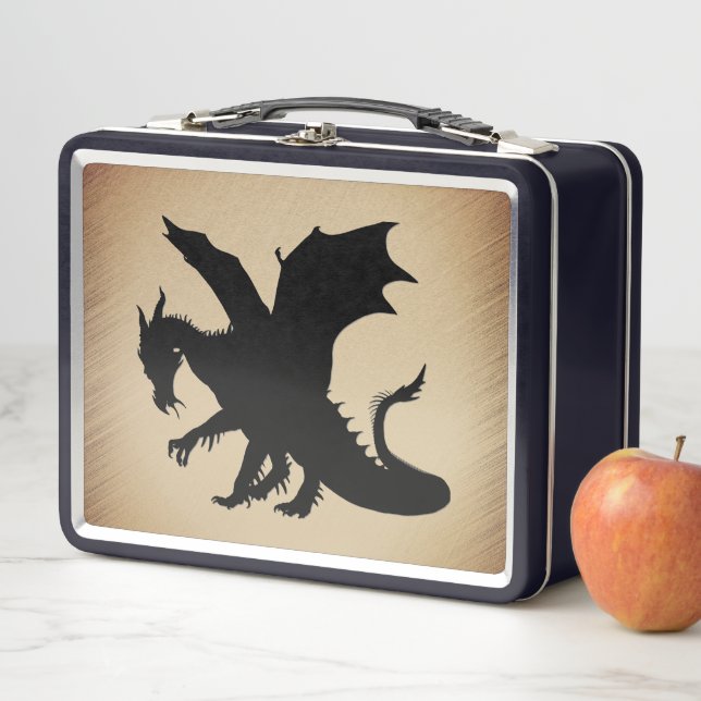 Black Dragon Rustic Background Metal Lunch Box (In Situ)