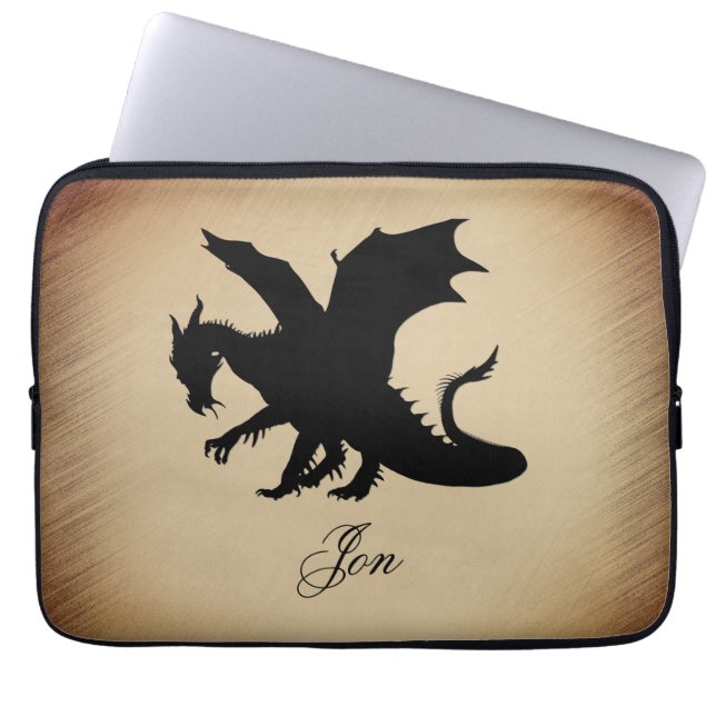 Black Dragon Rustic Background Personal Laptop Sleeve (Front)