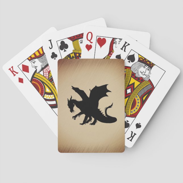 Black Dragon Rustic Background Playing Cards (Back)