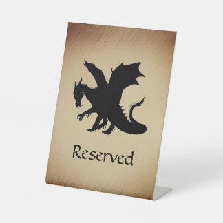 Black Dragon Rustic Background Reserved Pedestal Sign