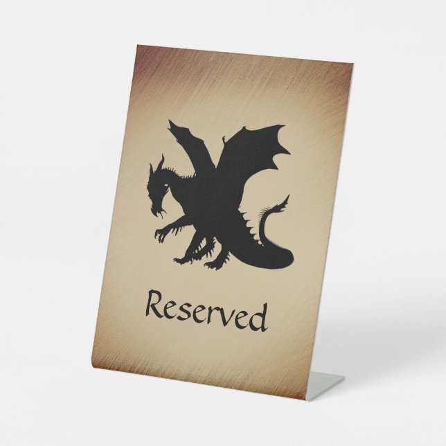 Black Dragon Rustic Background Reserved Pedestal Sign (Front)