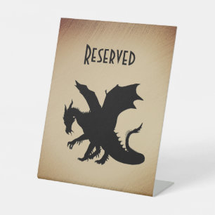 Black Dragon Rustic Background Reserved Pedestal Sign