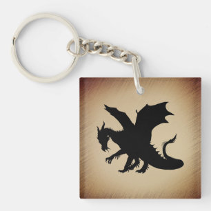 Black Dragon Rustic Scroll Key Ring