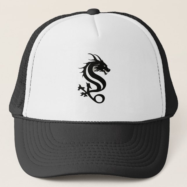 Black Dragon Silhouette Trucker Hat (Front)