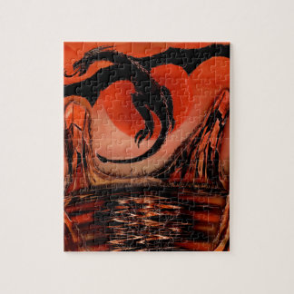 Black Dragon Taking Flight Jigsaw Puzzle