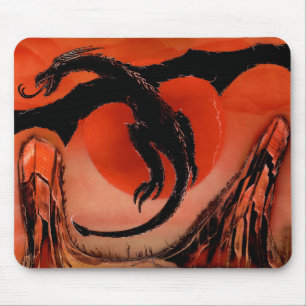 Black Dragon Taking Flight Mouse Pad