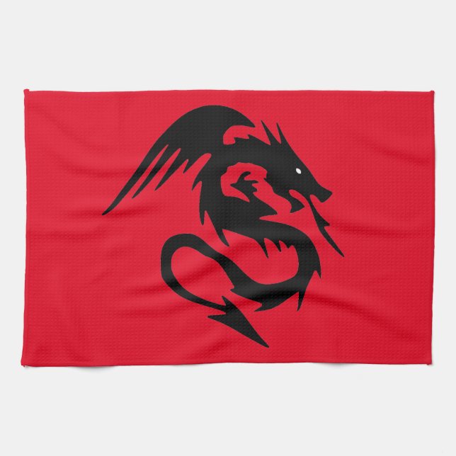 Black dragon tea towel (Horizontal)