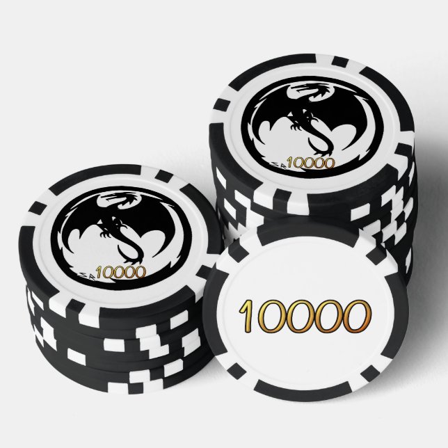 Black Dragon white blk gold 10K stripe poker chip (Stack)