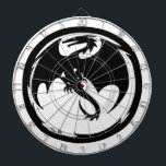 Black Dragon white dartboard<br><div class="desc">Black Dragon dartboards are for darts players who are fantasy fans, roleplay gamers, Renaissance Fairs, Mediaeval reenactors, Sword & Sorcery, pagans, dragon collectors, martial artists, cosplayers, and people who simply like dragons. Black Dragon is Steamy Raimon original tribal art.</div>
