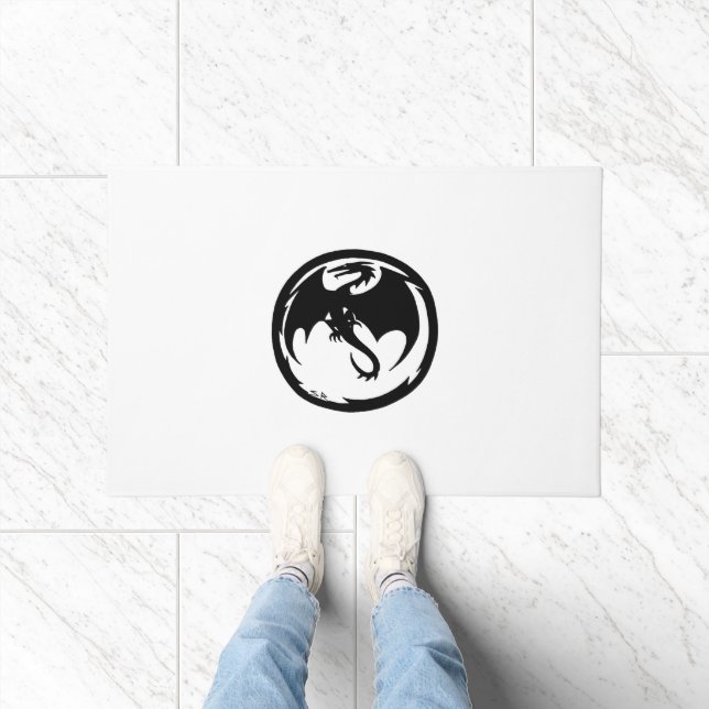 Black Dragon white doormat (Indoor)
