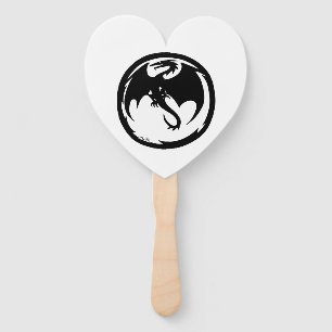 Black Dragon white heart hand fans