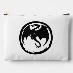 Black Dragon white large accessory bag pouch